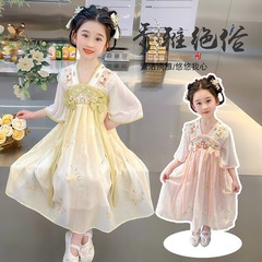 漢服女寶寶夏季連衣裙2024新款洋氣古裝公主裙女孩夏裝中國風裙子