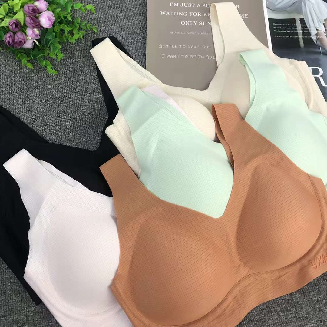 Nueva taza de látex sin marcas de alta calidad, chaleco de dama sin anillo de acero, bra de yoga, ropa interior deportiva, mujer al por mayor