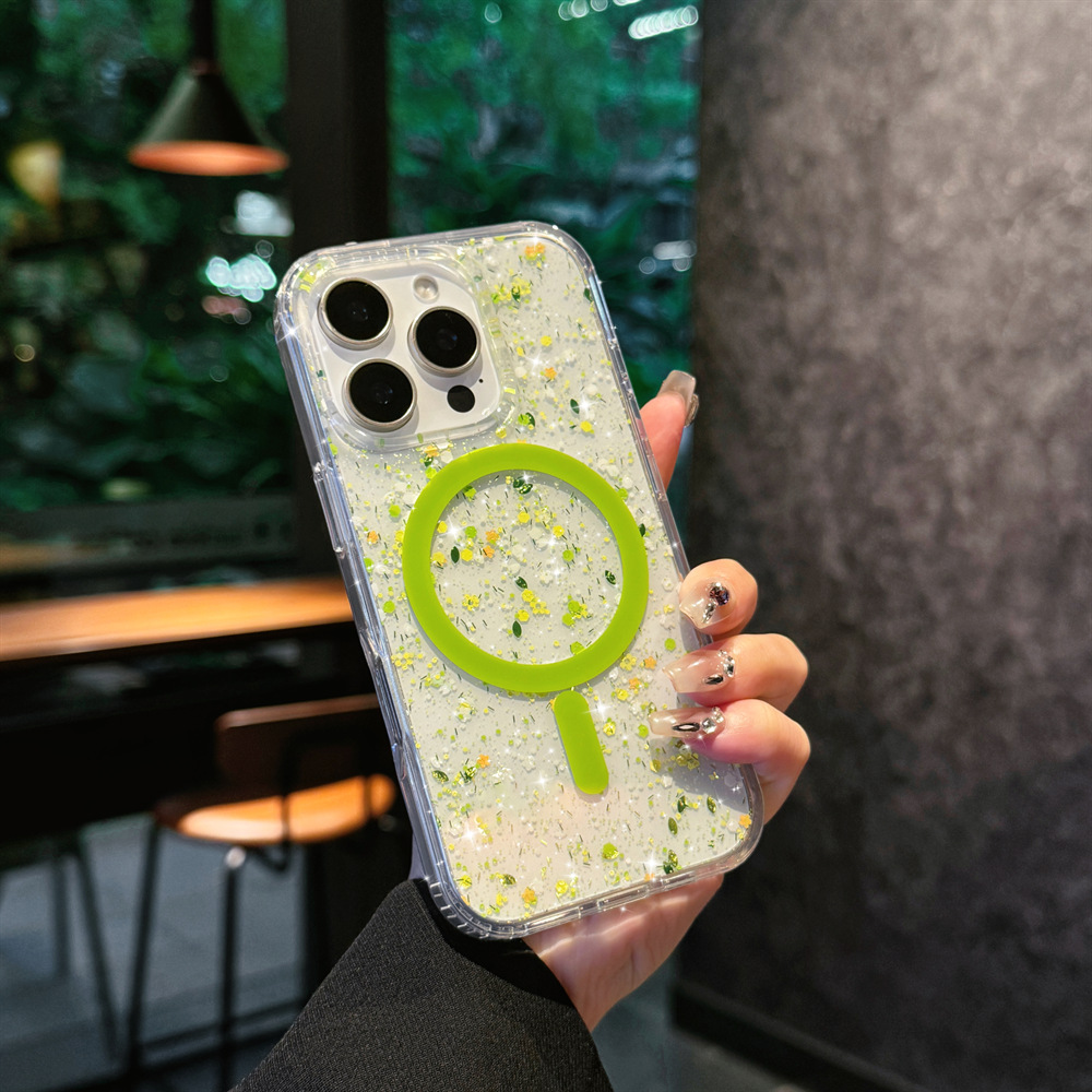 New Model Suitable for Iphone16Pro Apple 17 Mobile Phone Case Magnetic Case Strong Magnetic Summer Fresh Protective Cover Floral