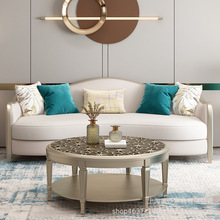 美式轻奢香槟金布艺沙发现代简约实木单双三沙发组合别墅客厅家具