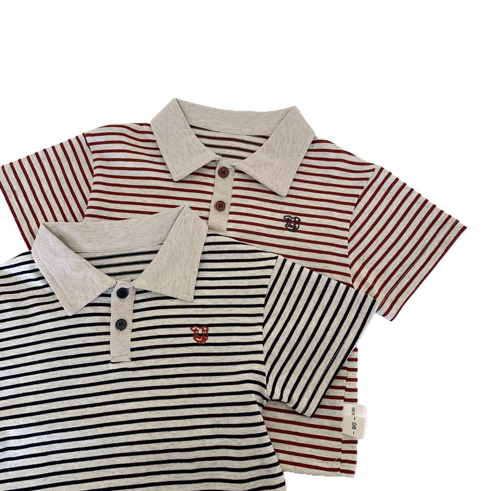 Polo de manga corta para niños Maibao para niños 2025 verano nuevo estilo para niños y niñas camiseta suelta a rayas para niños Zhili ropa para niños a