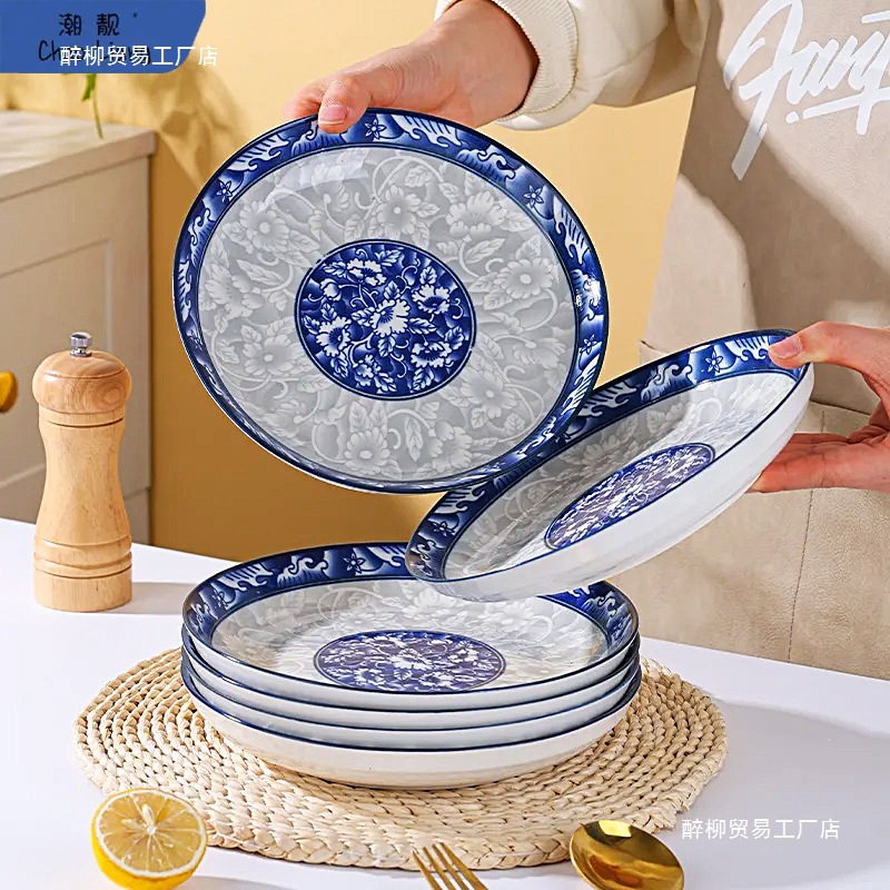 Blue and white porcelain ceramic plate Cauli disk 2024 new tableware…