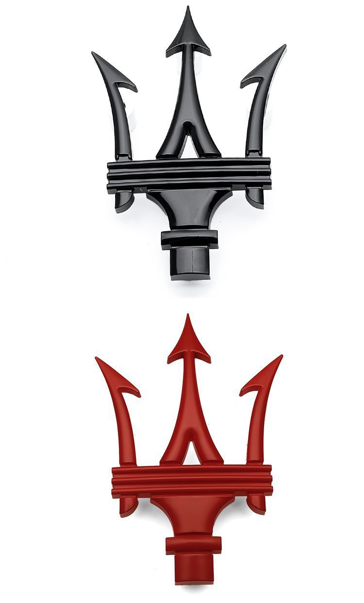Specially Designed for Maserati Gt Center Grille Emblem, Front Trident Emblem, Front Car Emblem in Bright Silver, Black, Red, and Gold for Modification