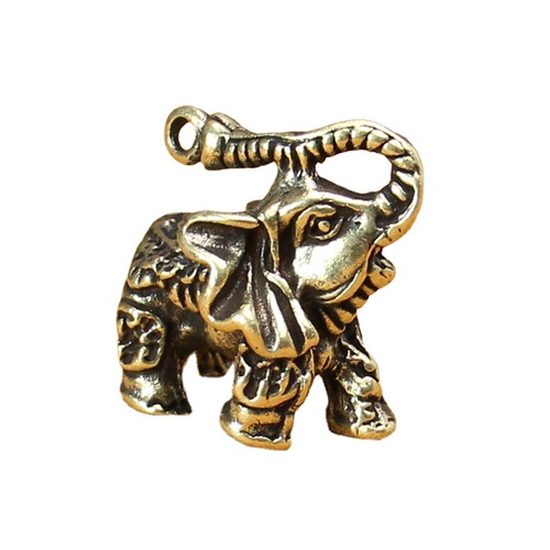 Brass Elephant Solid Car Keychain Pendant Hook Charm Handle Piece Small Elephant Creative Ornament Micro Engraving Play Piece