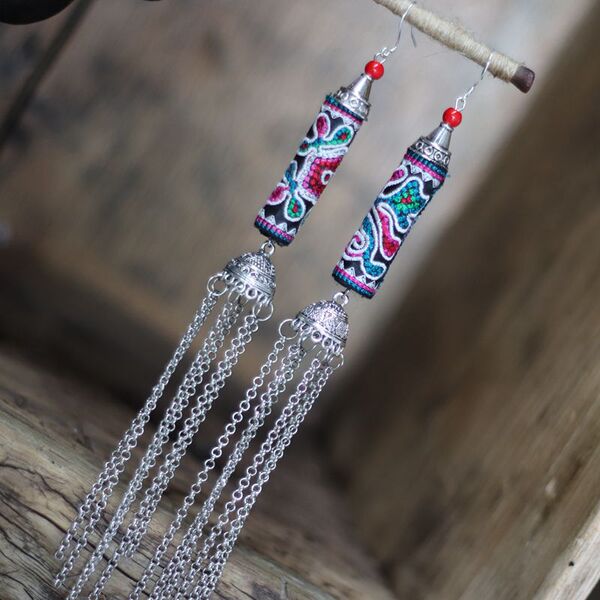 Ethnic long earrings from Yunnan province