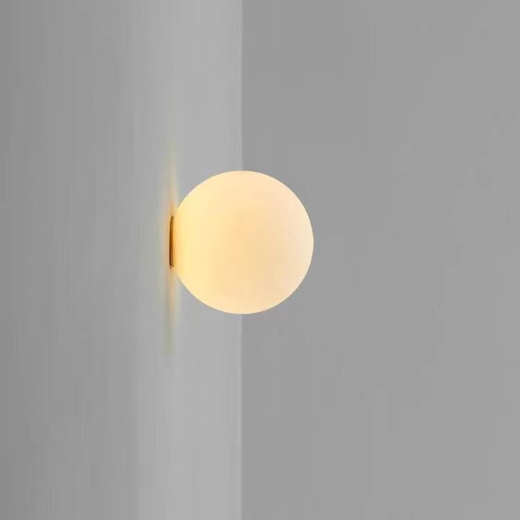 Ball-Shaped Glass Wall Lamp Hotel Minimalist Designer Style Living Room Background Wall Lamp Bathroom Spherical Bedroom Bedside Lamp