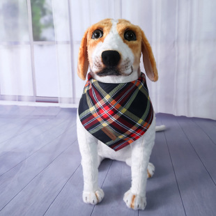 Cross-Border Cute Style Pet Saliva Towel, Cat Plaid Bib, Christmas Accessories, Small Size Dogs Dog Triangle Towel