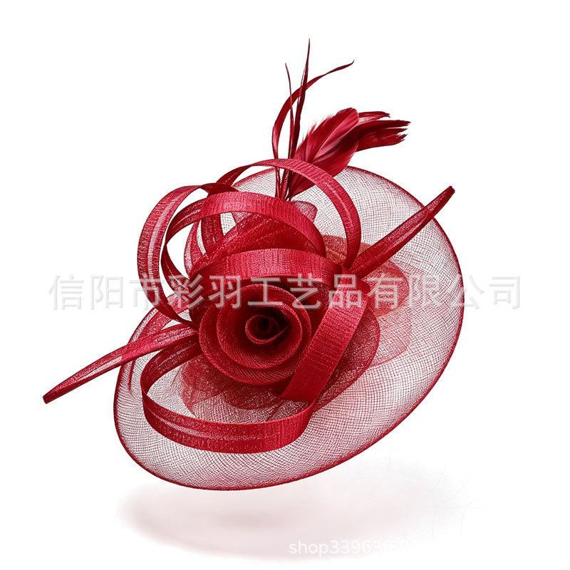 Popular European and American Amazon feather headpiece, orange bridal hair accessory, party and ball mini top hat, cross-border racing and horse racing festival
