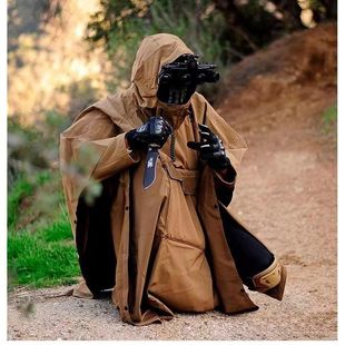 Outdoor Poncho Adult Cloak Hiking Camping Raincoat Mountaineering Fishing Rainproof Three-In-One Waterproof Canopy Multi-Function