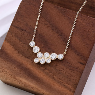 Hot Selling 18K Gold Cultivated Diamond Round Small Bubble Necklace DEF high quality Simple All-match Small Fresh