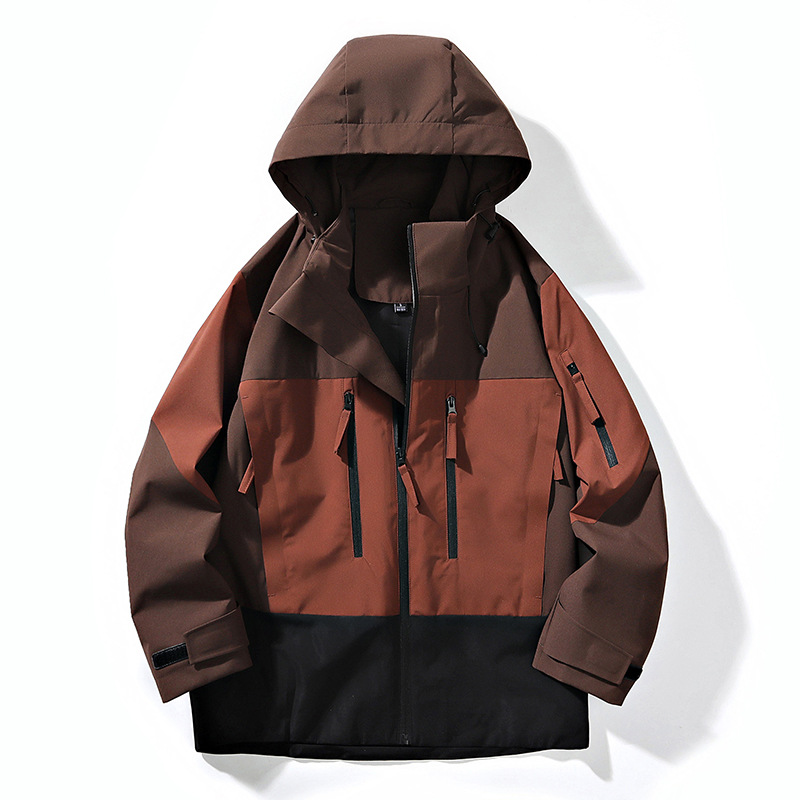 Capa de asalto pareja primavera nuevo estilo americano retro color a prueba de viento abrigo con capuchón relajado casual