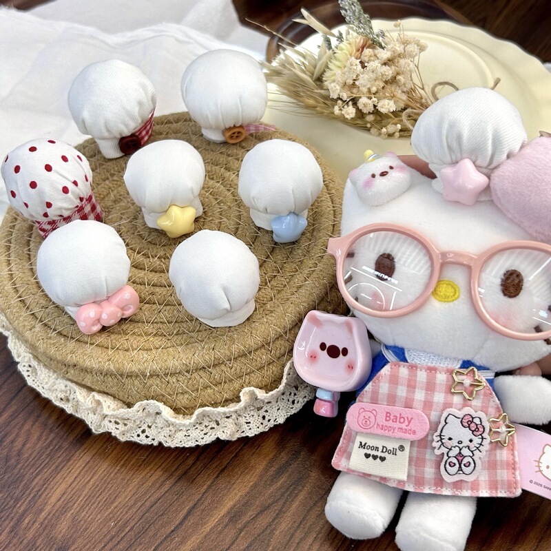 10cm Doll Clothes Chef Hat Cute Chef Hat Plush Doll Pendant DIY Headwear Accessories