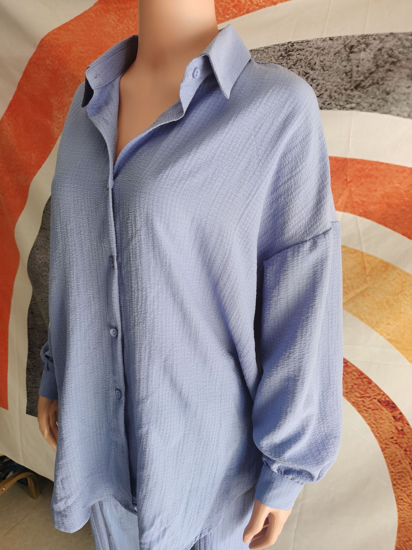 Modisches Muslim Damen Set Aus Kreppstoff Bluse Und Hose Locker_voghion.com