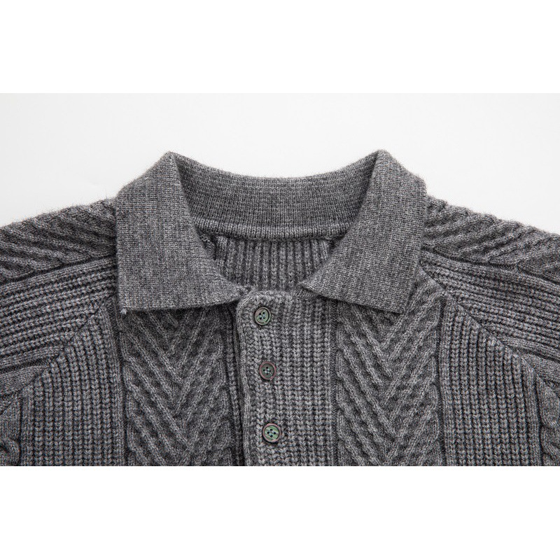 Camisa de fondo SLIM-Fit para hombres suéter de solapa jacquard estilo coreano Otoño e Invierno suéter abrigo engrosado moda masculina