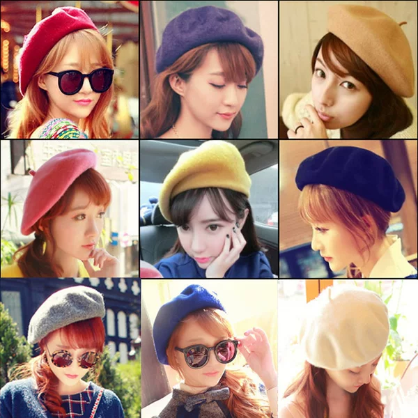 Korean Style Autumn and Winter Beret Hat, Winter Painter Hat, Bud Hat, Woolen Hat, Ladies' Cute Little Hat, Trendy