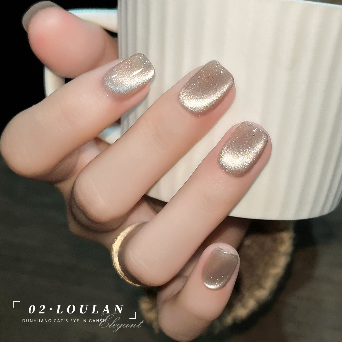 Loulan ciudad antigua ojo de gato esmalte de uñas 2024 nuevo blanco popular perlas de vidrio ojo de gato tienda de uñas luz especial
