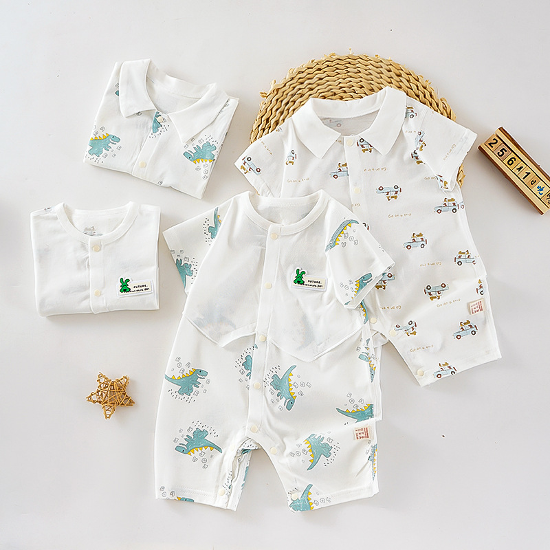 Baby's Short-sleeved Suit Summer Hakayi Climbing Suit 0-1 Years Old Foreign Style Handsome Baby's Short-sleeved Suit New Baby's Short-sleeved Suit Summer Hakayi Climbing Suit 0-1 Years Old Foreign Style Handsome Baby's Short-sleeved Suit New