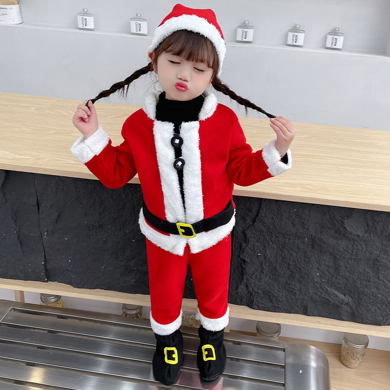 Navidad niños traje rojo niños y niñas nuevo rendimiento ropa infantil bebé foto ropa Santa Claus ropa