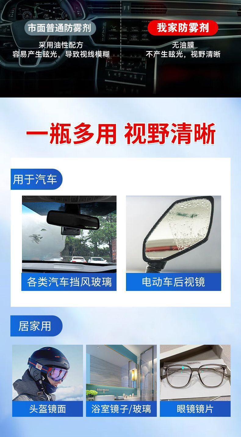Glass Anti-Fog Agent Car Windshield Anti-Freeze Winter Spray