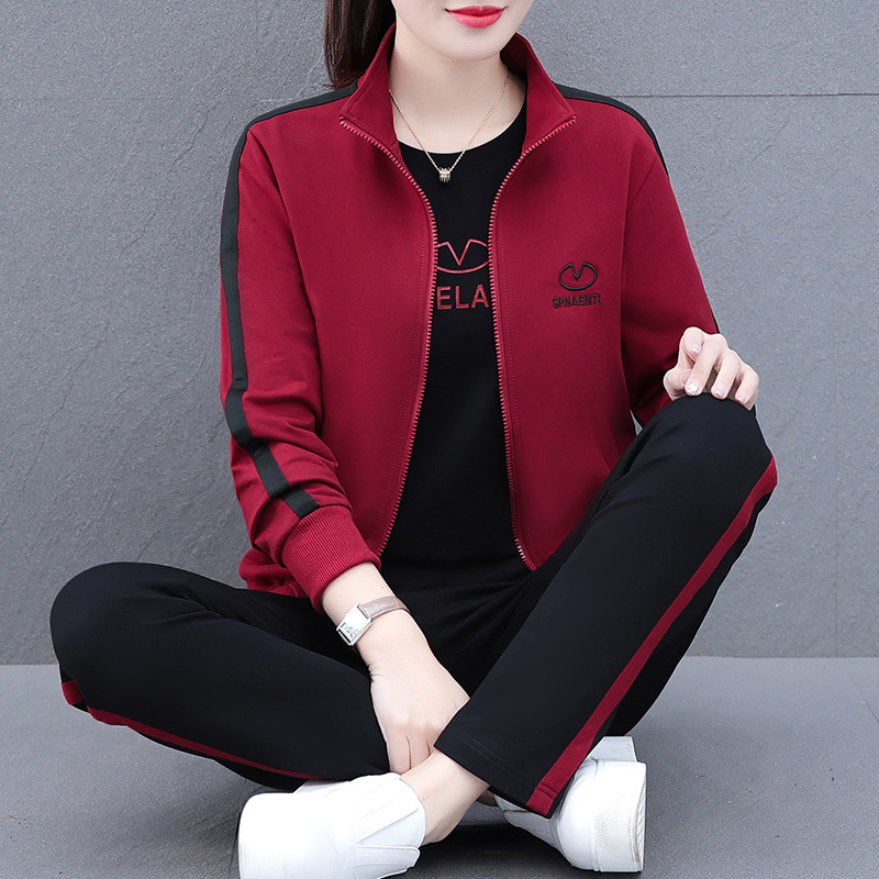 Spring and Autumn New Sportswear Casual Suit Women's Fashionable Middle-Aged Mother's Autumn Three-Piece Square Dance Set
