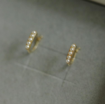 日系轻奢珠宝 春 珍珠气泡水滴 10K金 耳环 925银镀K金耳环耳钉