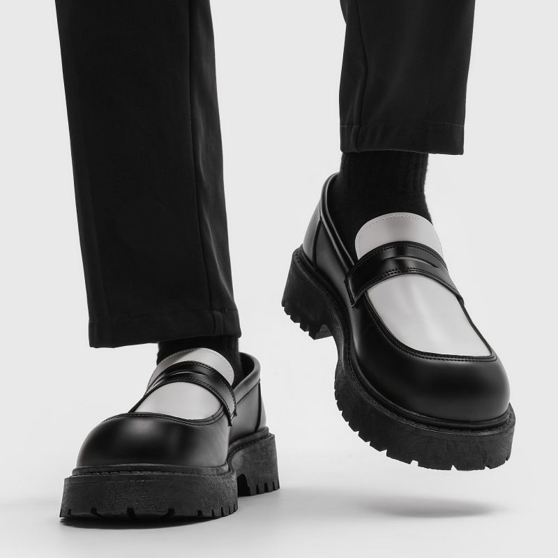 Chaussures Derby tendance pour homme ShoeVault, automne, style britannique décontracté, semelle épaisse et élégante, style rétro, rehaussantes, en cuir._voghion.com