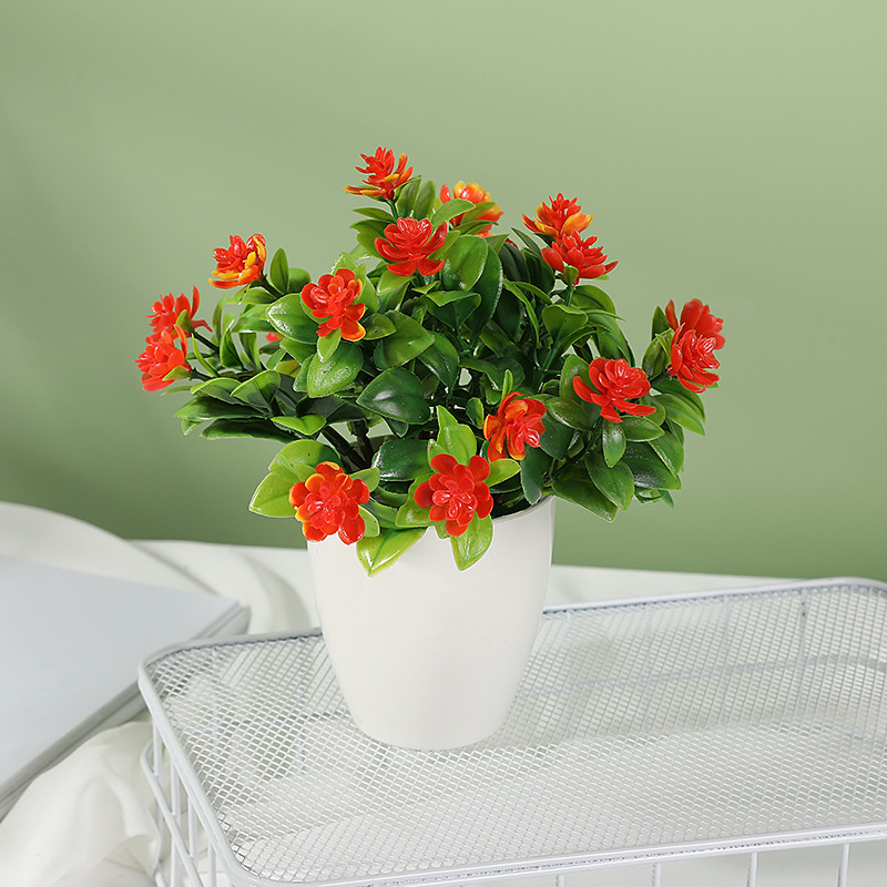 Maceta decorativa con rosas artificiales para escritorio image 4