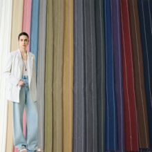 新春秋条纹西装面料 TR弹力氨纶提花条子布 套装制服裤装时装布料