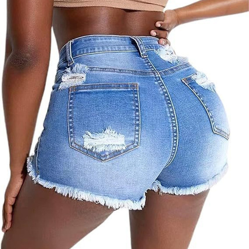 Amazon TEMU Western Hole Edge Women's High-Waisted Slimming Hot Girl Fashion Denim Shorts