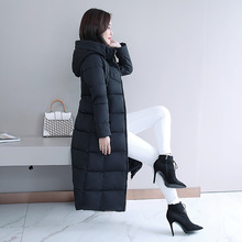 外貿冬季女裝一件代發韓版棉衣羽絨棉服長款過膝連帽棉衣外套批發