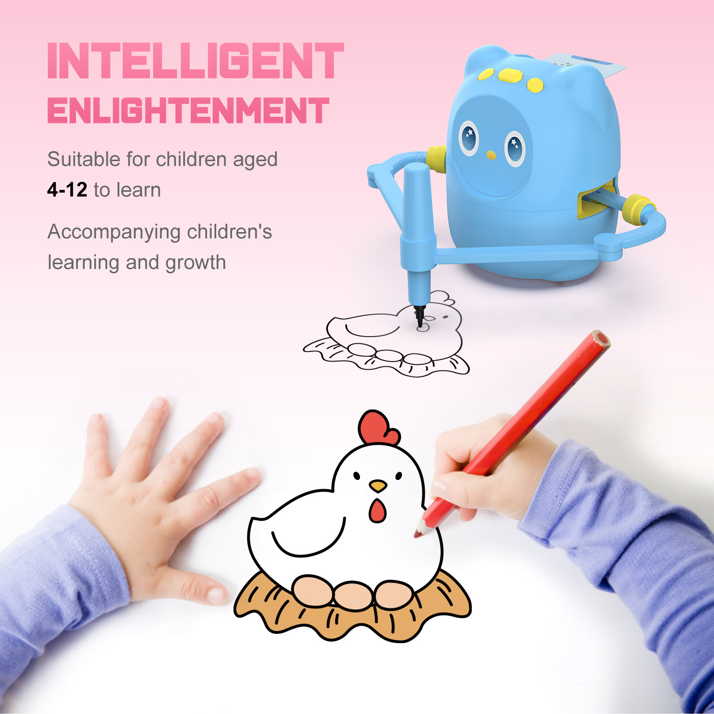 Robot transfronterizo de educación temprana para niños enseña a los niños a dibujar juguetes de dibujo inteligente educación de dibujo chino-inglés doble versión puzzle