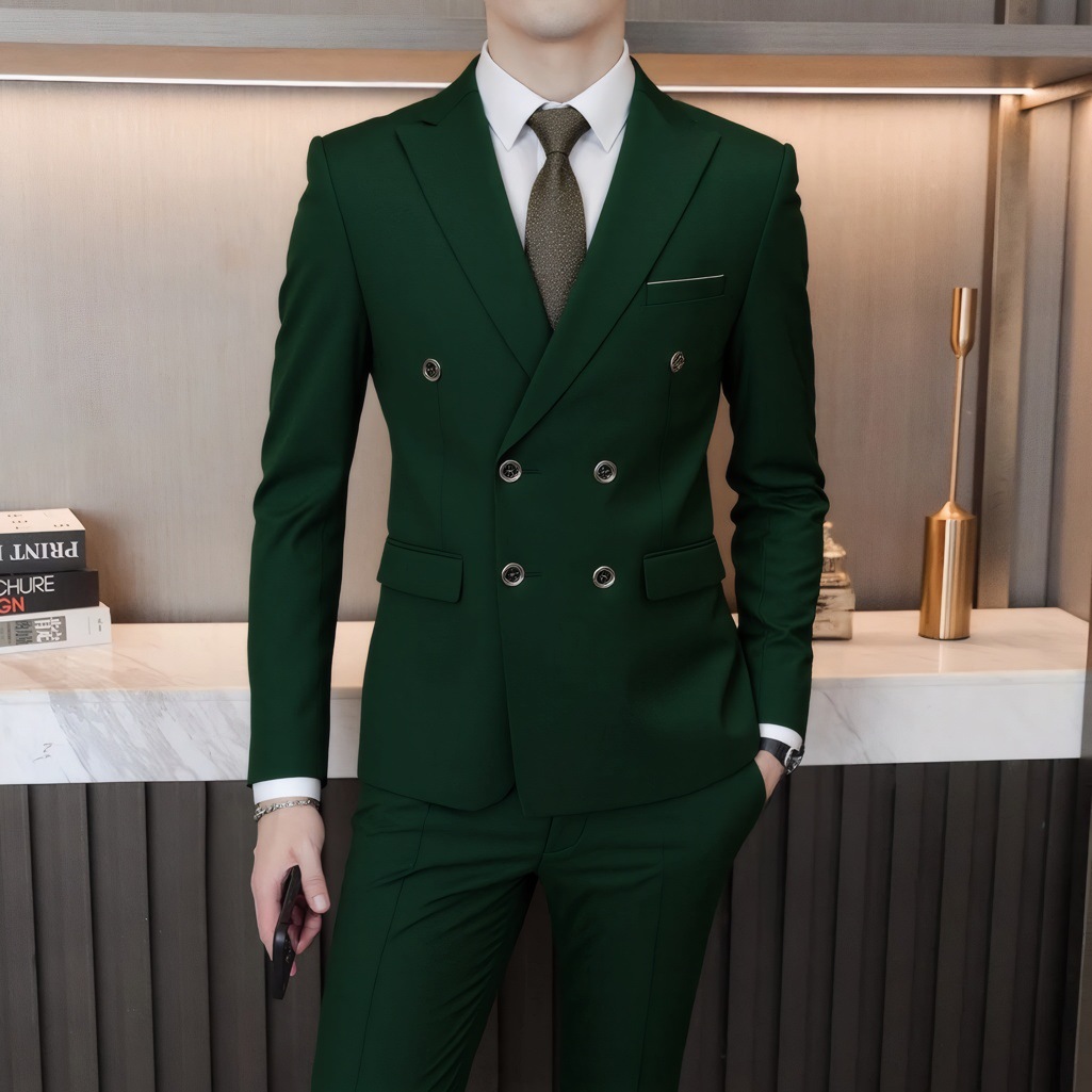 Completo da uomo di alta qualità, stile britannico, elegante, con giacca e pantaloni, stile celebrità di Internet._voghion.com