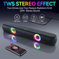 T-WOLF Thunder Wolf BT320 Wireless Bluetooth Speaker RGB Luminous Desktop Strip Audio Mobile Phone Card Subwoofer