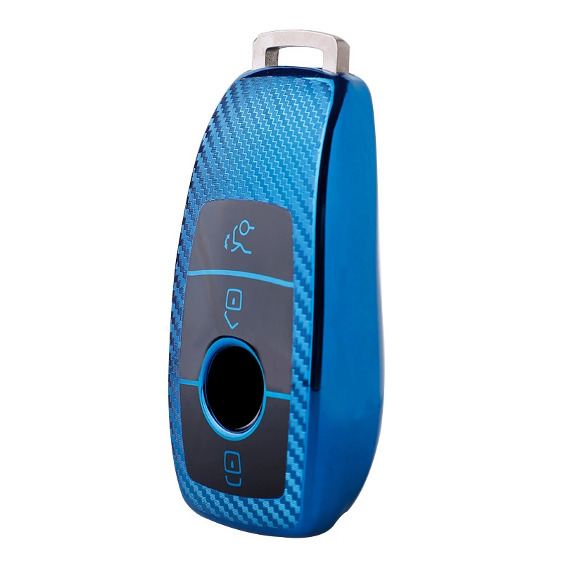 Крышка ключа автомобиля Mercedes-Benz подходит для рисунка из углеродного волокна E300L S320LTPU Черный резиновый чехол для ключа автомобиля TT span