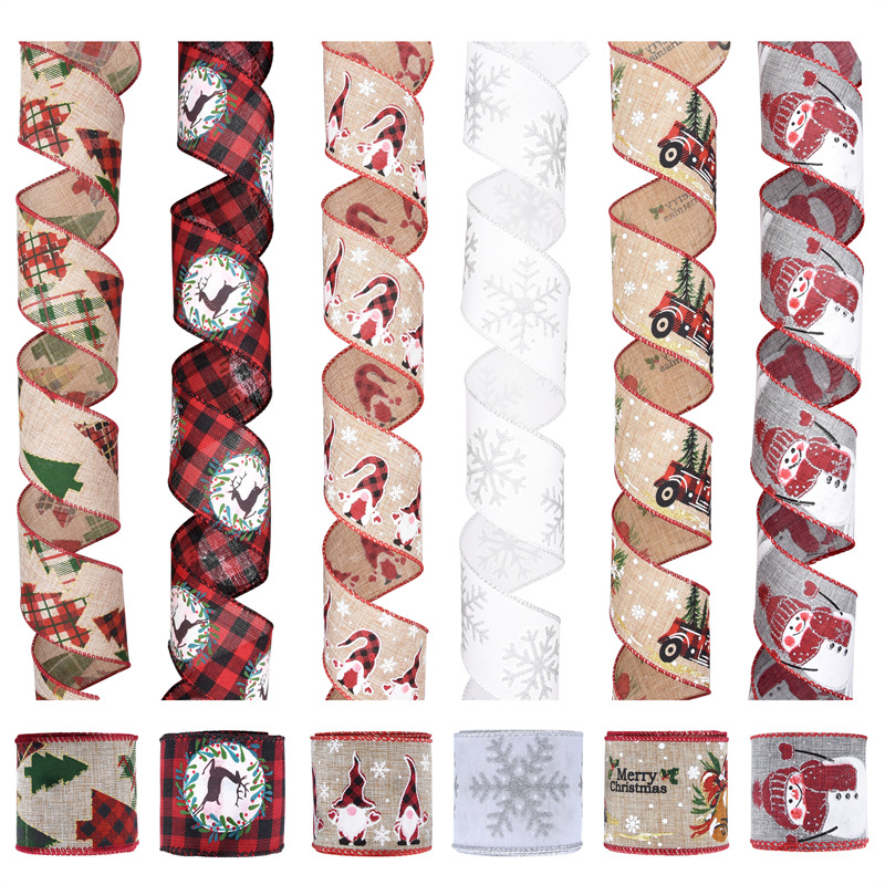 Europa y América Amazon nueva Navidad cinta cáñamo rollo guirnalda material decorativo copo de nieve ELK viejo traje en stock