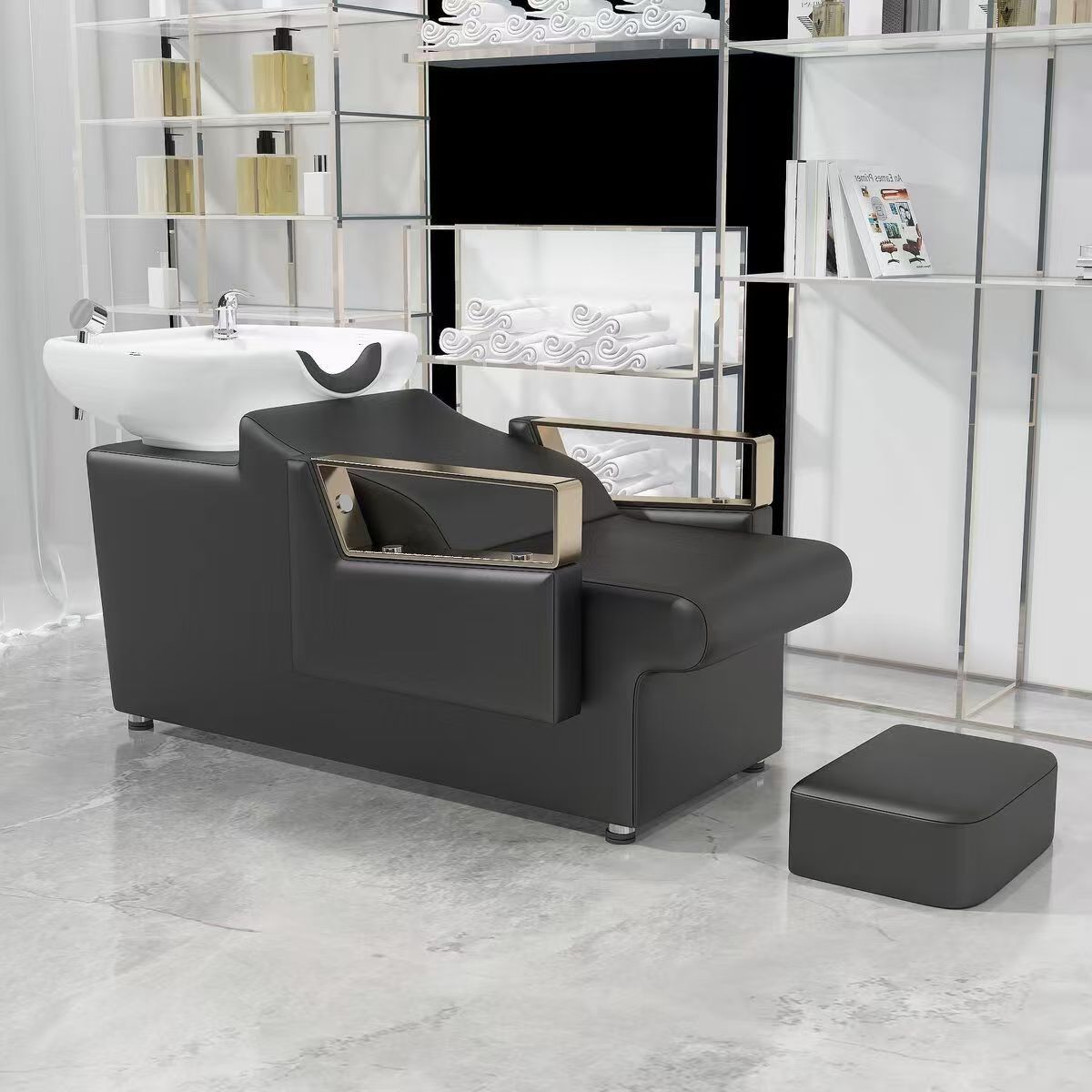 Peluquería Cama de champú Peluquería especial cama de agua semi-reclinada olla profunda de cerámica de acero inoxidable de alta gama