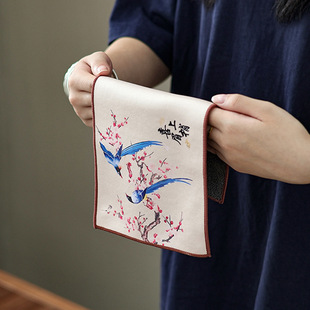 Xi upper eyebrow thickened absorbent tea towel cloth high-end Chinese tea table table special towel lint-free national fashion pot towel