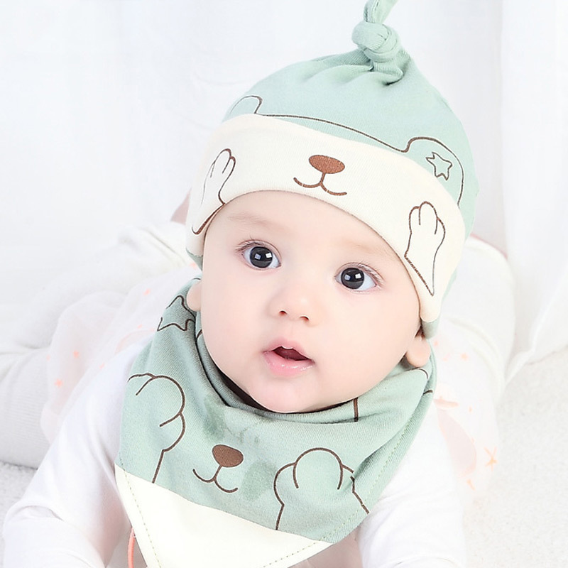 Oferta especial de liquidación otoño niños de dibujos animados sombrero de tela de algodón sombrero infantil saliva toalla gato sombrero triángulo toalla traje 5204