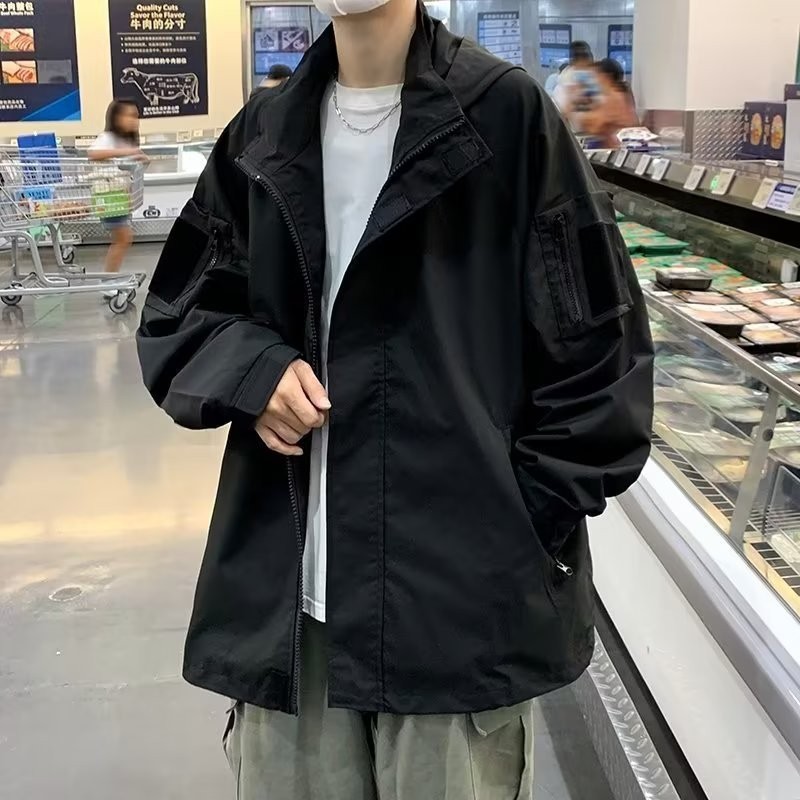 2024 nueva marca de moda de otoño chaqueta de herramientas retro americana chaqueta con capucha de todo fósforo de moda para hombres