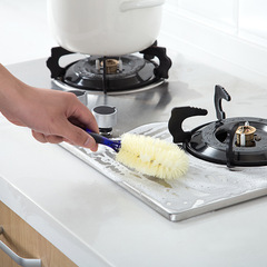 Japanese home kitchen pan and stove cleaning brush, nylon short handle, oil and dirt removal brush, non-scratch pan cleaning brush