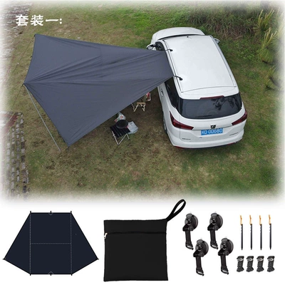 vinyl fabric sunshade, car tail – Avtomobil yan çətirləri - no-pole-set-23m-black-vinyl-vacuum-suction-cups4-triangular-ground-stakes4-reflective-wind-ropes4-16kg-default-item