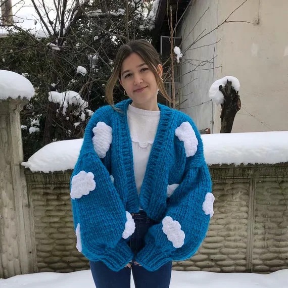 Abrigo de suéter para mujer 2021 Otoño e Invierno Nuevo estilo perezoso europeo y americano patrón tridimensional hilo grueso ganchillo abrigo hecho a mano de cintura alta