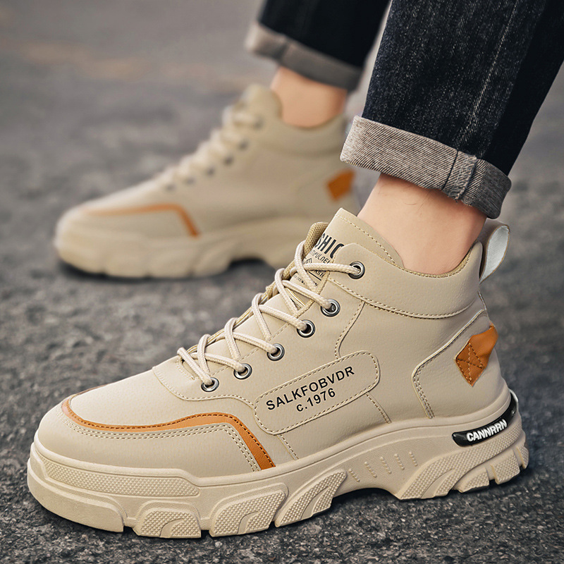 Men's Martin Boots Autumn Breathable High-Top Work Shoes Korean Version Versatile Thick-Soled Casual Short Boots Trendy_vogvips.com
