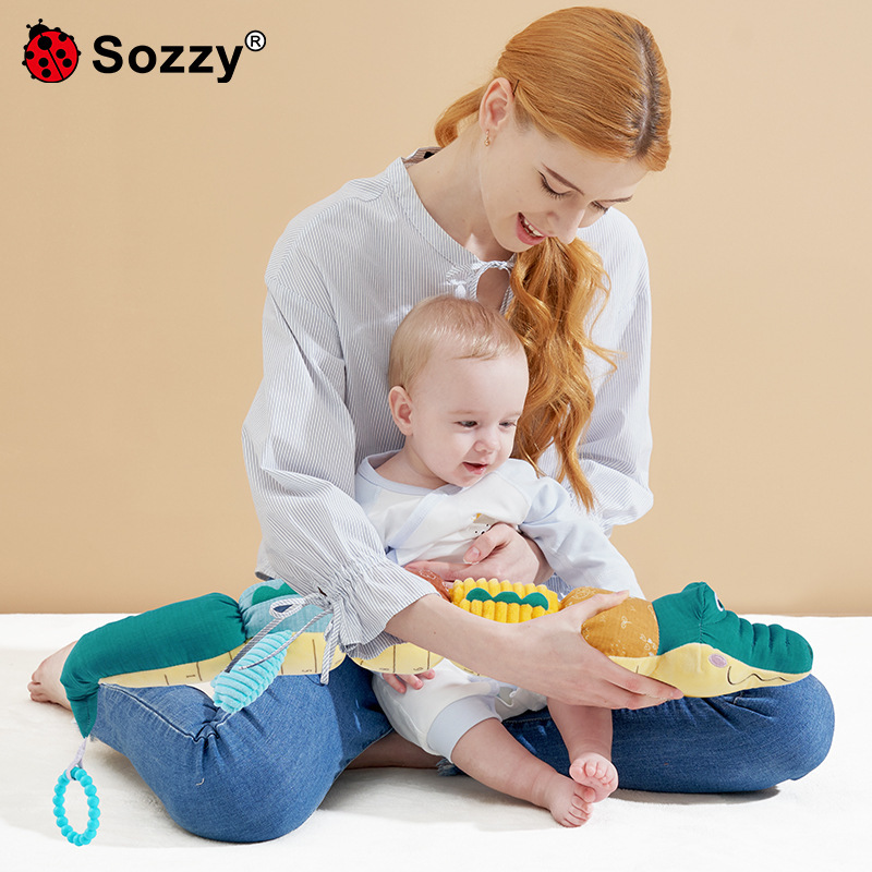 Sozy recién nacido bebé altura gobernante infantil 0-1 años cocodrilo educativo calmante muñeca de peluche bebé juguete