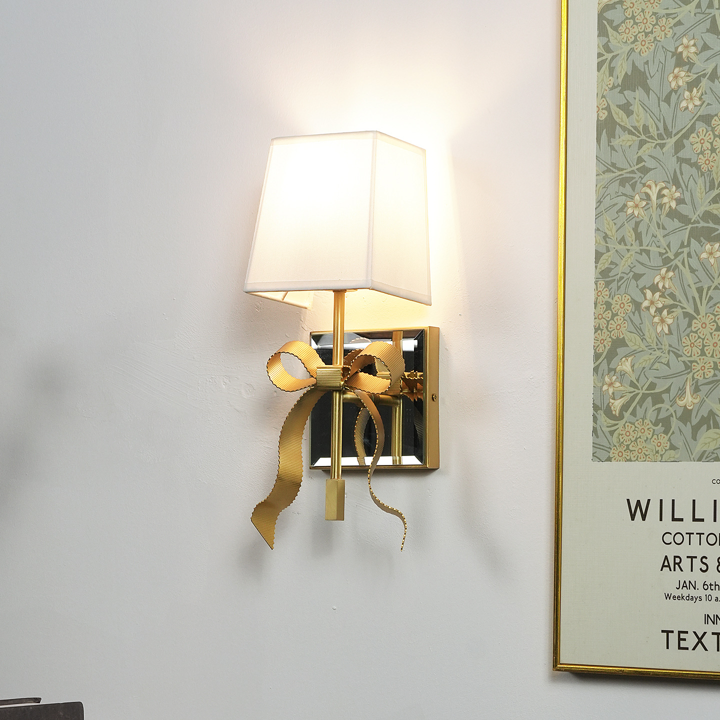 All-Copper American Bow Bedroom Bedside Wall Lamp Modern Simple Corridor Lamp French Light Luxury Living Room Background Wall Lamp