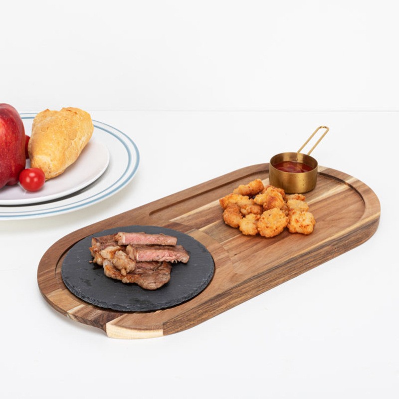 Tabla de cortar de madera creativa con pizarra Steak Pizza tablero multi-funcional hogar tabla de cortar tabla pan bandeja de desayuno