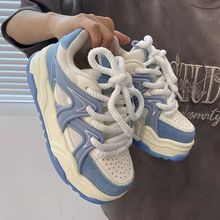 增高厚底ins港风黑白拼色潮流面包鞋男ulzzang百搭复古情侣老爹鞋