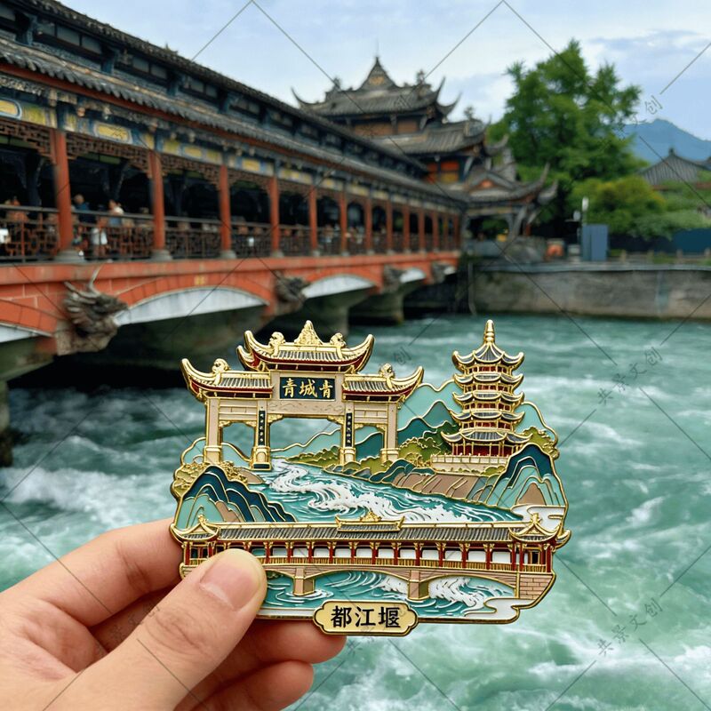 Sichuan Dujiangyan Tourist Attraction Souvenirs, Metal Refrigerator Magnets, Ethnic Home Decor, Authentic National Trend Cultural and Creative Gifts