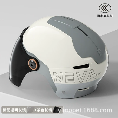 electric car helmet men's and: Motosiklet kaskı (dəbilqə) - cold-gray-neva-flower-transparent-long-mirror-brown-long-mirror