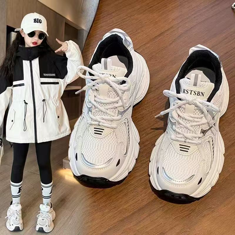 Zapatos deportivos para niñas, zapatos respirables para niños, primavera y otoño, 2026 nuevos zapatos para niños, zapatos casuales blancos